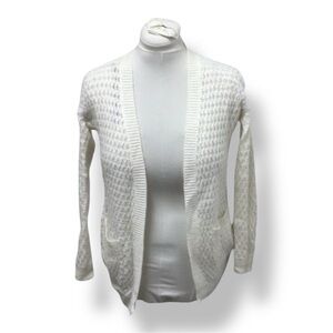 Forever 21 Women’s Open Front Loose Knit Sweater Cardigan, White, size S